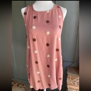 Blu Pepper Tan tank with Brown and Cream polka dots💓